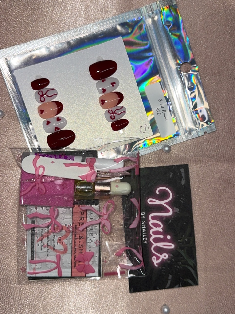 Pink & Burgundy Press-On Nail Set